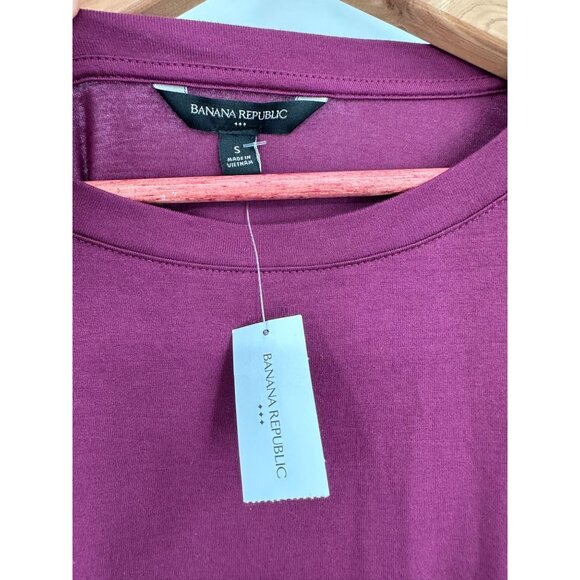 Banana Republic Women's Long Sleeve Maroon Blouse T-Shirt Tee Peplum Casual S - Picture 5 of 7